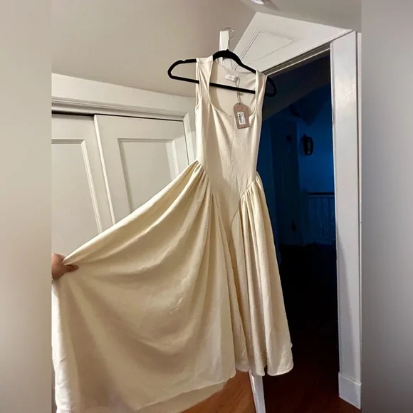 Meshki XXS White/Cream Scuba Jersey Midi Dress - Picture 3 of 4